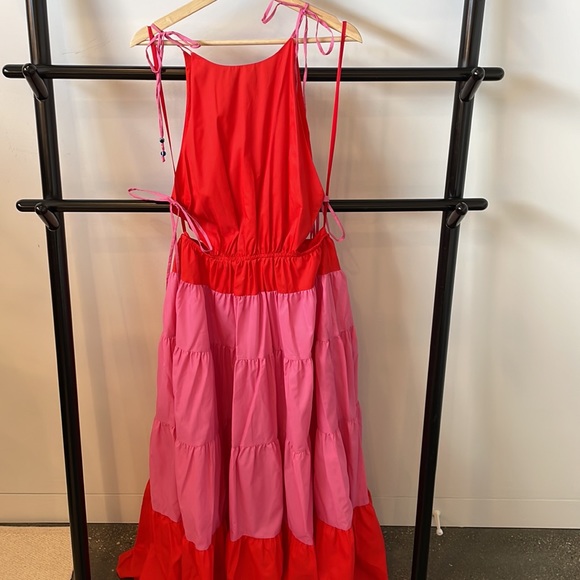 Staud size S red and pink tiered maxi dress - Picture 5 of 7